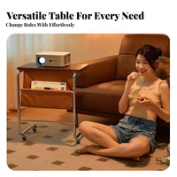 Rolling C-Shaped Table Mobile Design Wheeled C-Table with Magazine Holder