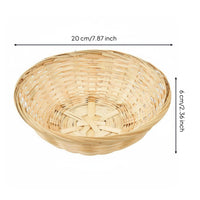 Round Bamboo Basket Low-Sided Bamboo Woven Basket Wide opening Storage Item for Tabletop