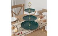 European Design 3 Tier Cake Stand Reusable Tiered Dessert Stand Sturdy 3 Tier Dessert Tray Gold Handle for Party