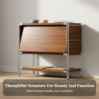 Modernist Design Sideboard Versatile Use Vinyl Record Storage Cabinet Solid Steel Frame Living Room Side Cabinet for Entryway