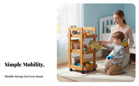 Foldable Multi-Tier Trolley Mobile with casters Household Storage for Students