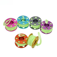 Aluminum Alloy Reel Pendant with Luminous Line Lightweight Mini Spool with Glow Rope Realistic Fishing Reel Pendant Rust-Resistant for Backpack