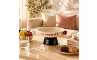 Pedestal Fruit Bowl Glossy Serving Item Printed Wordmark