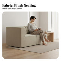 configurable Fabric Sofa Minimalist aesthetic L-Shaped Sofa with Ottoman Soft Upholstery Lowoutline for Design aficionados