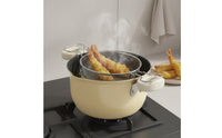 Multi-Purpose Tempura Fryer Pot Lid Included Frying Pot with Basket Oil-Saving Non Stick Fryer Pan Double Handles for Home, Cooktop Top