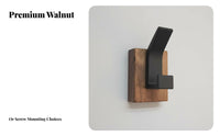 Drill-without Drilling Installation Black Walnut Wood Hanger Easy to Install Walnut Wood Coat Hanger Multi-Functional for Behind Door
