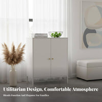 Waterproof 4-Tier Cabinet with Doors Large Capacity Sideboard Multipurpose Household Furniture Heavy-Duty for Families, Homeowners, Apartment Dwellers, Living Room, Kitchen, Bedroom, Entryway