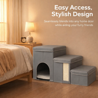 Dog Steps for Bed and Sofa with Foldable Design for Small Waterproof Pet Stairs with Storage for Bedroom and Living Room
