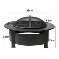 Round Fire Bowl Table Heating & Grilling Log-Fueled Fire Bowl Table Multi-Functional for Backyard, Garden
