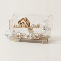 Large Hamster Cage and Acrylic Hamster Habitat with Built-in Tunnels, Modern Rectangular Indoor Transparent Viewing with Play Ball