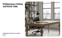 Rectangular dense Wood Table French Inspired Long Double Workstation Vintage design Household Furniture for Homeowners, Dining Room, Study, Home Office
