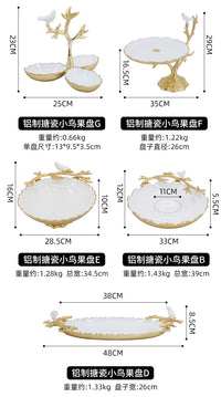 杰迪家居北欧轻奢创意多层分格零食盘家用茶几客厅搪瓷水果盘摆件