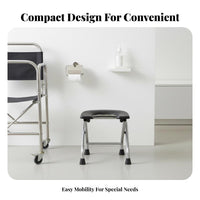 Sturdy Frame Foldable Bedside Commode Stable Support Folding Bedside Commode Non-Slip Feet Portable Toilet Easy to Clean for Pregnant Women, Disabled Individuals, People with Disabilities, Home Care, Bedroom, Travel