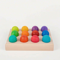 Natural Color Matching Toy with Storage Bag Smooth Color Sorting Board with Balls Educational Wooden Matching Board with Balls Fine Motor for Classroom