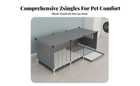 Multi-Room Design Dog Enclosure with Toilet Zoned Living Space Pet House with Potty Tray Easy to Clean Indoor Dog Kennel Waterproof for Puppy Owners, Home, Apartment
