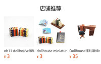 1:12娃娃屋装饰家具微缩仿真模型迷你怀旧食玩书架摆件