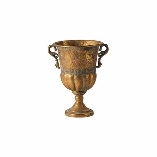 Golden Patina Finish Vase Easy to Clean Antique Metal Vase Reusable Home Decor for Guesthouse, Hotel