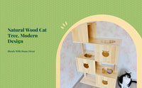 Wood cat tree with condo