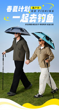 Camping Fishing Umbrella Hat with Solar Fan and Wide Brim