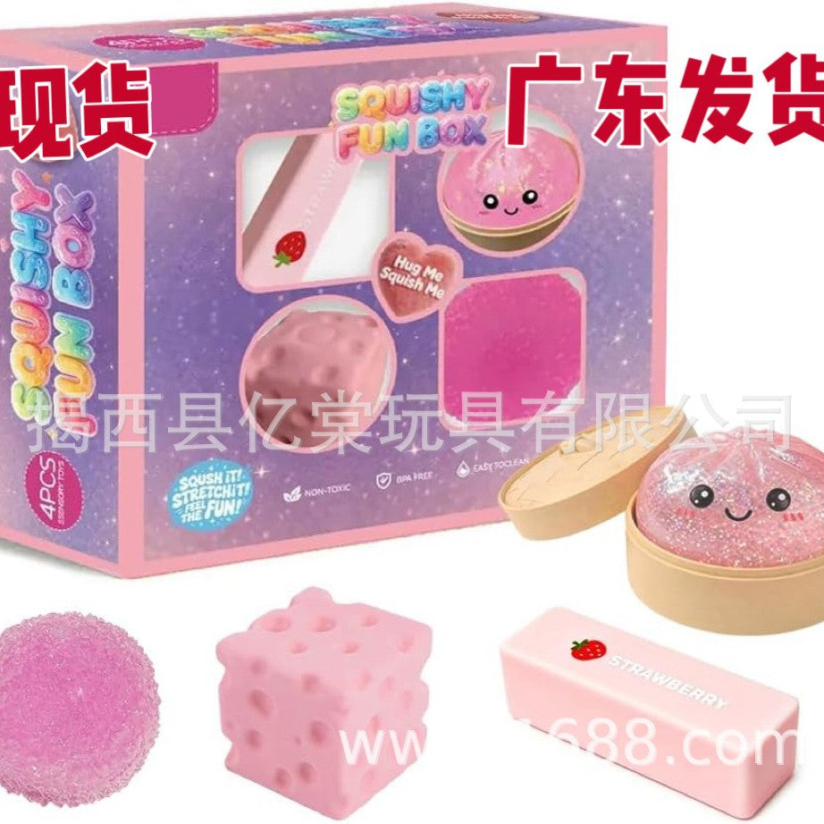 4-Piece Malt Sugar Squishy Box Stress-Relief Toy Blind Box