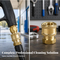 Threaded Pressure Washer Connector Knurled Grip Brass Quick-Connect Adapter Gold-Colored Spray Equipment Parts