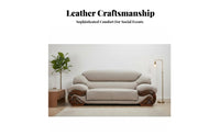 3-Seater Settee European design Carved Frame Couch Genuine Leather Upholstery Sofa for Homeowners, Families, Formal Sitting Area, Hotel Lobby, grand estate
