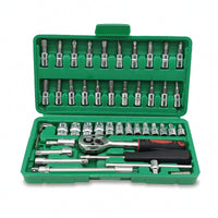 46 Pieces Organized Car Tool Kit with Toolbox Automotive Mechanics Tool Set with Toolbox Compact Tools Sturdy for Garage