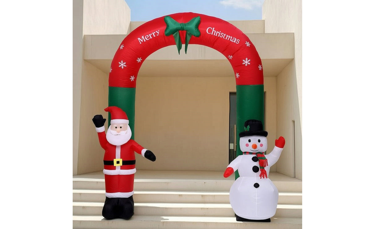 Christmas Archway with Santa and Snowman Outdoor Santa and Snowman Archway Inflatable Christmas Arch Lightweight Oversized