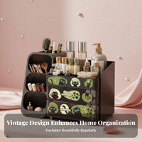 Multi-Compartment Makeup Box Keeps Tidy Cosmetics Holder long-makeup organizering for Students