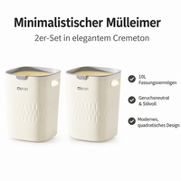 Square plastic trash can, 2-pack waste bin with removable lid, cream deposit bottle collection bin for household