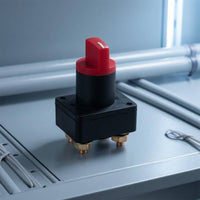 Black Housing Rotary Ignition Switch Red Knob Panel Mount Ignition Switch Metal Terminals Electrical Part Mounting Holes