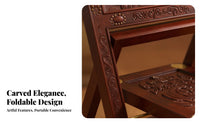 Carved Wooden Bookholdertricate Carving Carved Foldable Book Easel Traditional Pattern multipurpose Use for Cooks