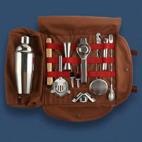 Portable Bartender Tool Kit Leather Handle Bartender Tool Roll Bag for Camping