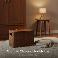Narrow Wovendesign Bin With Lid Household Storage High Capacity for Renters