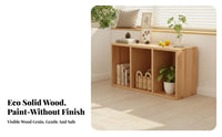 Solid Wood Bay Window Cabinet Sturdy and Long-Lasting Low Profile Bookcase Strong Load-Bearing Japanese Design Storage Shelf Space-Saving for Office Workers, Book Lovers, Homeowners, Living Room, Bedroom, Study, Playroom