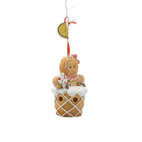 Gingerbread Girl in Waffle Cone Hanging Ornaments Cute for Tabletop