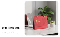 Creative Desk Calendar 2026, PU Leather, Chinese New Year, Business Use