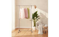 Adjustable Clothes Drying Rack with Wheels Extendable Clothes Rack with Wheels Rolling Mobile for Laundry Room, Balcony, Small Apartments, Bedroom