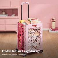 Portable Grocery Cart Telescopic Handle Rolling Grocery Carrier Lattice Side Panels