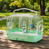 Parrot Cage M Size Green Polymer Bird Cage with Perch, Feeder, Waterer Portable For Vet Visits Disaster Preparedness