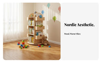 360 Degree Rotation Revolving Bookcase Space-Saving Revolving Book Shelf Quiet and Effortless Rotate children's Furniture Large Capacity for Children, Toddlers, Parents, Playroom, Nursery, Kindergarten, Classroom