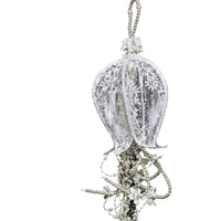 Hanging Floral Bell with Pearls White Decoration Beaded for Wedding Planners