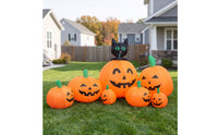 Inflatable Black Cat on Pumpkins Inflate Inflatable Pumpkin with Black Cat Jack-O'-Lantern Decor Outdoor for Yard, Lawn