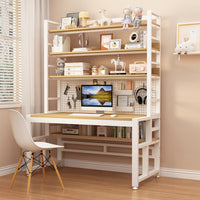 Bookshelf Desk Combo Computer Desk with Hutch Desk with Shelves Study Desk with Pegboard Sturdy Steel Frame for Suitable for Home Office Study Room Bedroom