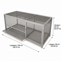 Enclosure for Rabbits, Rodents and Puppies, Thickened Metal Dog Playpen 58 × 62 cm, Indoor Outdoor Cage with Openable Roof and Side Doors