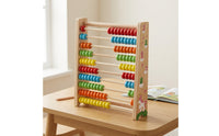 Educational Wooden Abacus Tabletop Abacus with 10 Rows Tactile Rekenrek Sturdy for Preschoolers, Homeschool, Playroom