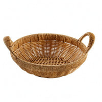 Woven Basket Handwoven Look Handled Storage Basket Shallow for Household Use