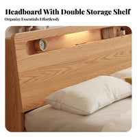 Base Frame with Storage Headboard No Box Spring Needed Bedroom Furniture Minimalist Design Bedstead for Homeowners, Students, Guest Room, Apartment