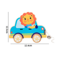 Wooden Toy Car Toddler Pull Along Toy Motor Skill Development Coordination Pretend Play Four Wheels Wooden Pull-Along Car for Early Learning