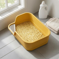 Semi-Enclosed Litter Box Low Entry Uncovered Top Feline Litter Box Slotted